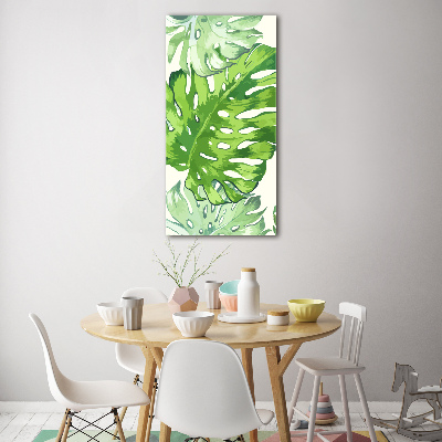 Quadro in vetro acrilico verticale Foglie tropicali
