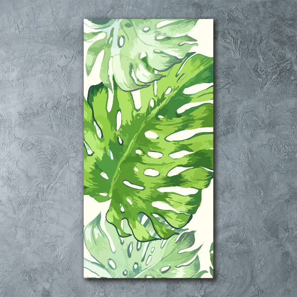 Quadro in vetro acrilico verticale Foglie tropicali