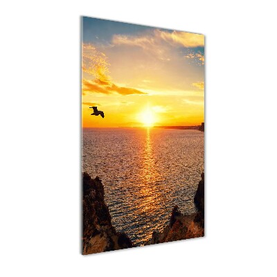 Quadro acrilico verticale Mare al tramonto