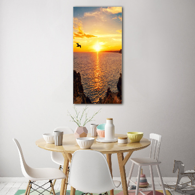Quadro acrilico verticale Mare al tramonto