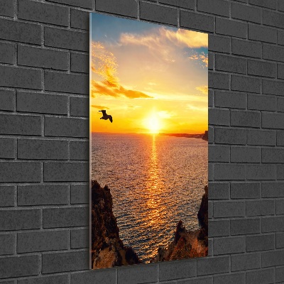 Quadro acrilico verticale Mare al tramonto