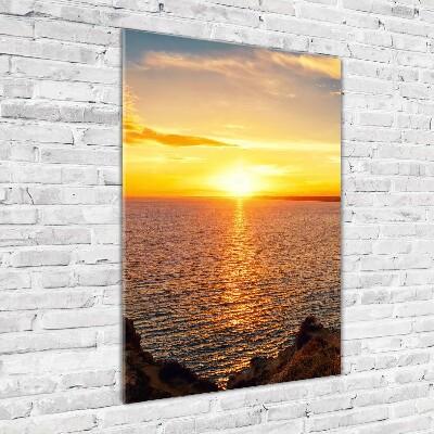 Quadro acrilico verticale Mare al tramonto