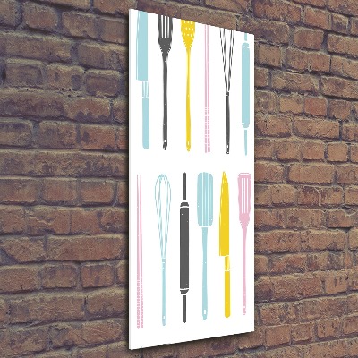 Quadro in vetro acrilico verticale Utensili da cucina