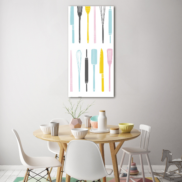 Quadro in vetro acrilico verticale Utensili da cucina