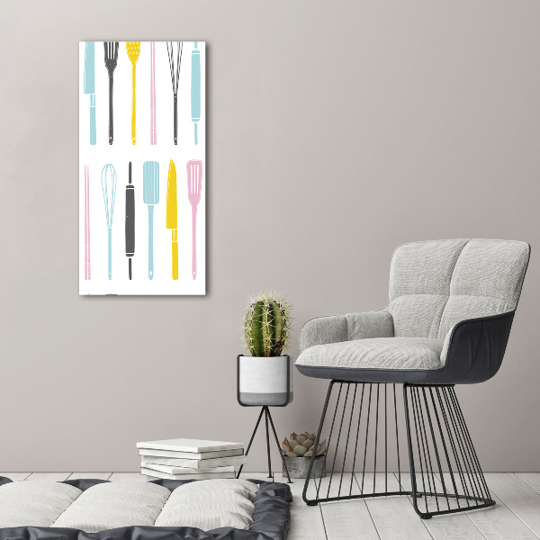 Quadro in vetro acrilico verticale Utensili da cucina