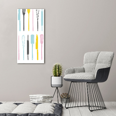 Quadro in vetro acrilico verticale Utensili da cucina