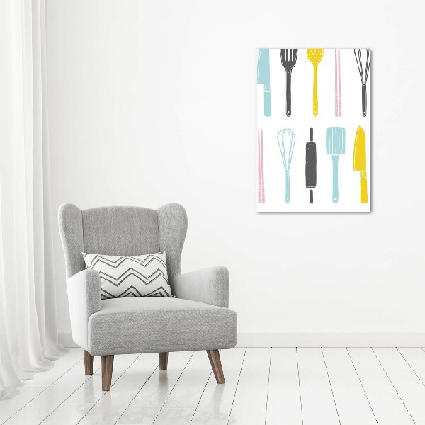 Quadro in vetro acrilico verticale Utensili da cucina