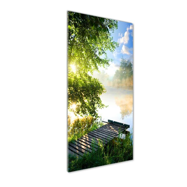 Quadro in vetro acrilico verticale Molo in legno