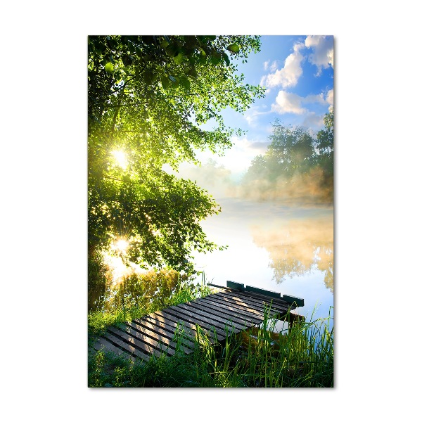 Quadro in vetro acrilico verticale Molo in legno