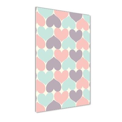 Quadro vetro acrilico verticale Cuori colorati