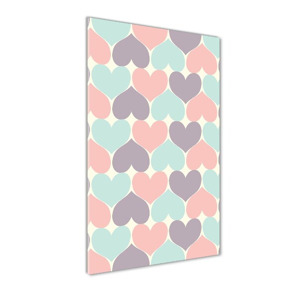 Quadro vetro acrilico verticale Cuori colorati