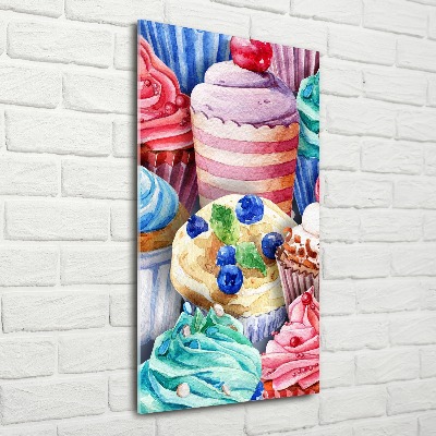 Quadro vetro acrilico verticale Cupcake colorati