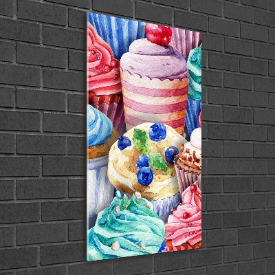 Quadro vetro acrilico verticale Cupcake colorati
