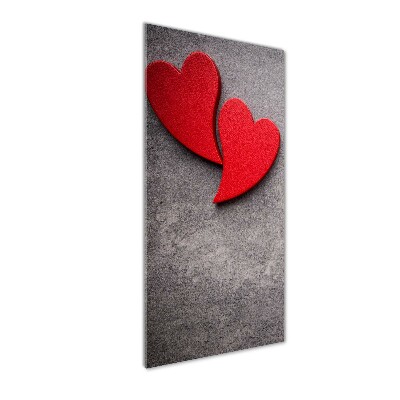 Quadro stampa su vetro acrilico verticale Cuori rossi