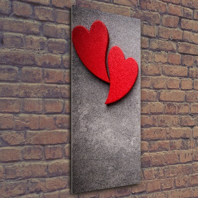 Quadro stampa su vetro acrilico verticale Cuori rossi