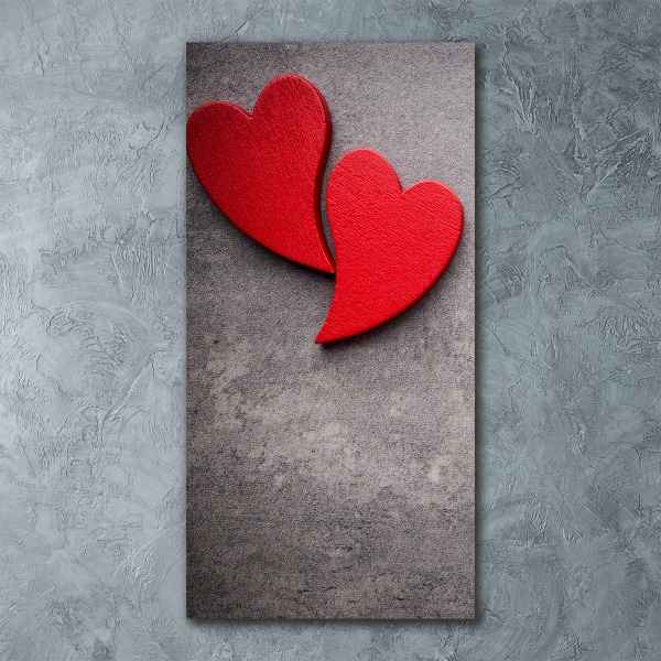 Quadro stampa su vetro acrilico verticale Cuori rossi