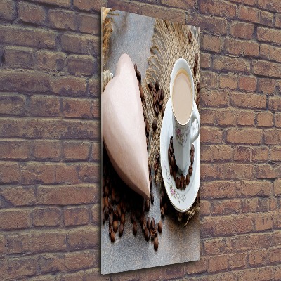 Quadro vetro acrilico verticale Caffè e cuore