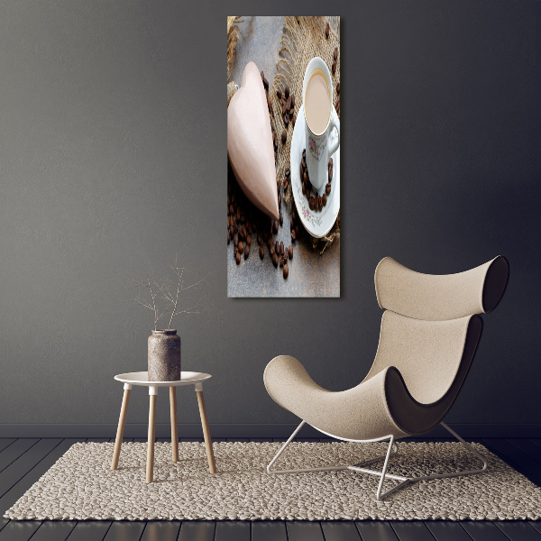 Quadro vetro acrilico verticale Caffè e cuore