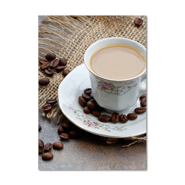 Quadro vetro acrilico verticale Caffè e cuore