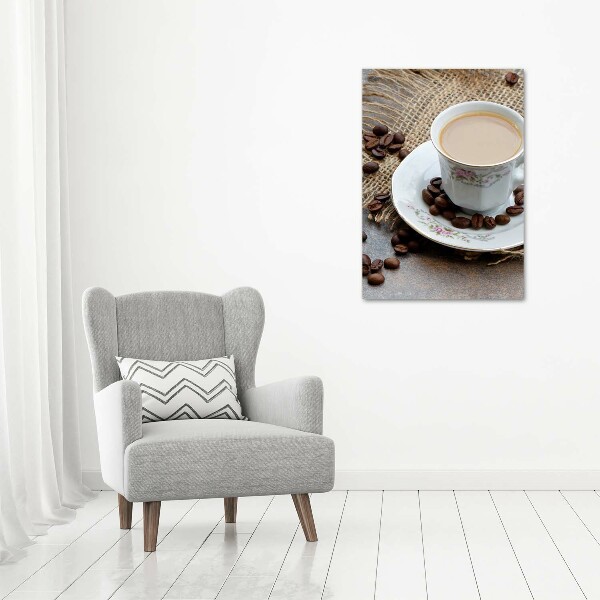 Quadro vetro acrilico verticale Caffè e cuore