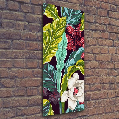 Quadro in vetro acrilico verticale Fiori tropicali