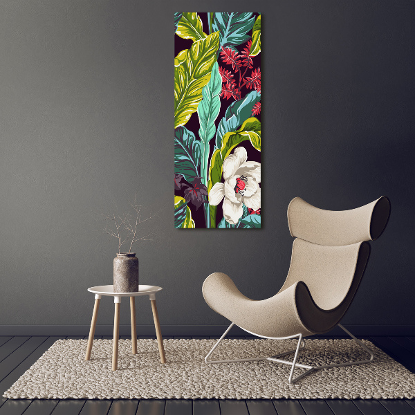 Quadro in vetro acrilico verticale Fiori tropicali
