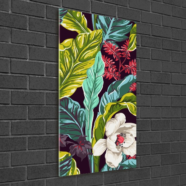 Quadro in vetro acrilico verticale Fiori tropicali