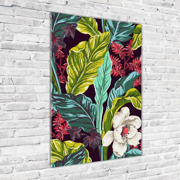 Quadro in vetro acrilico verticale Fiori tropicali