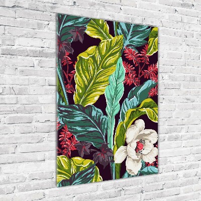 Quadro in vetro acrilico verticale Fiori tropicali