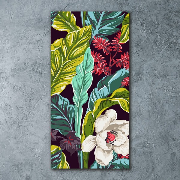 Quadro in vetro acrilico verticale Fiori tropicali