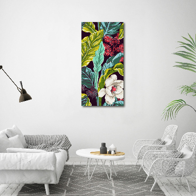 Quadro in vetro acrilico verticale Fiori tropicali