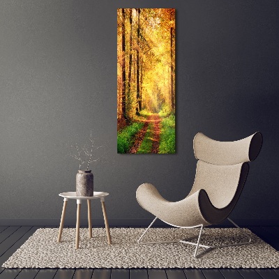 Quadro stampa su vetro acrilico verticale Foresta in autunno