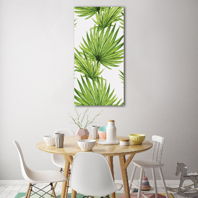 Quadro acrilico verticale Foglie tropicali