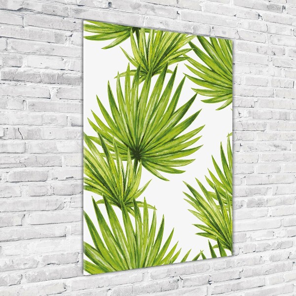 Quadro acrilico verticale Foglie tropicali