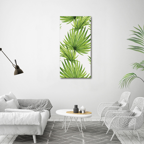Quadro acrilico verticale Foglie tropicali