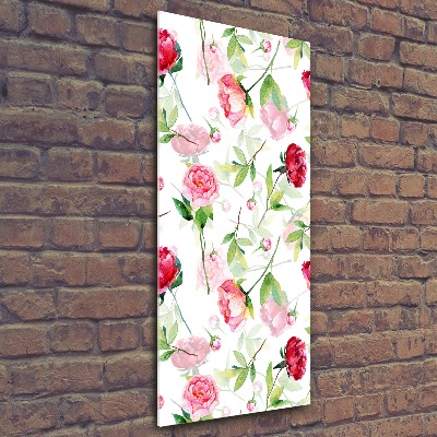 Quadro acrilico verticale Rose e peonie