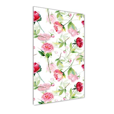 Quadro acrilico verticale Rose e peonie