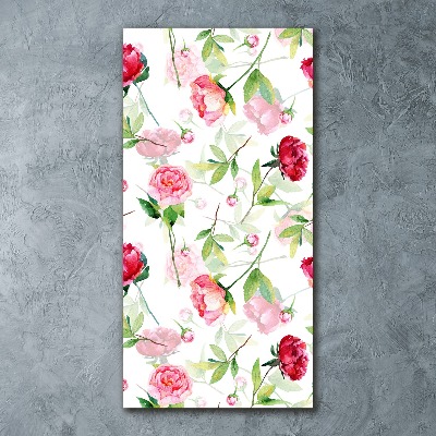 Quadro acrilico verticale Rose e peonie