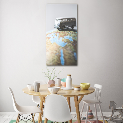 Quadro in vetro acrilico verticale Furgone su un globo