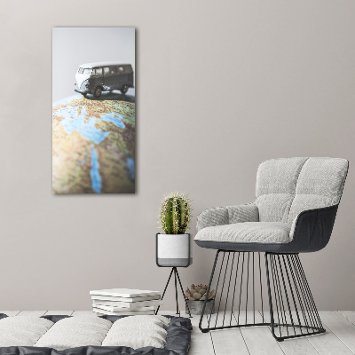 Quadro in vetro acrilico verticale Furgone su un globo