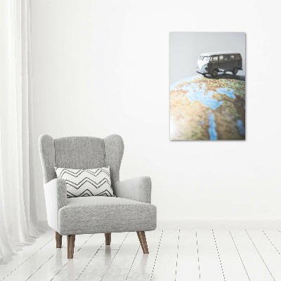 Quadro in vetro acrilico verticale Furgone su un globo