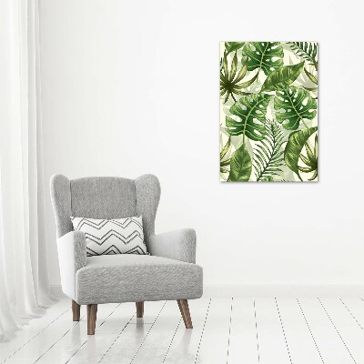 Quadro stampa su vetro acrilico verticale Foglie tropicali
