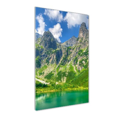 Quadro in vetro acrilico verticale Lago tra le montagne