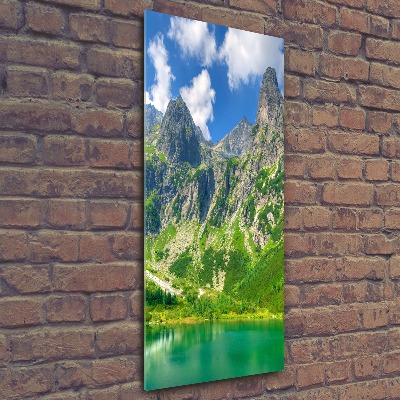 Quadro in vetro acrilico verticale Lago tra le montagne