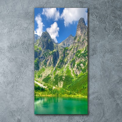Quadro in vetro acrilico verticale Lago tra le montagne