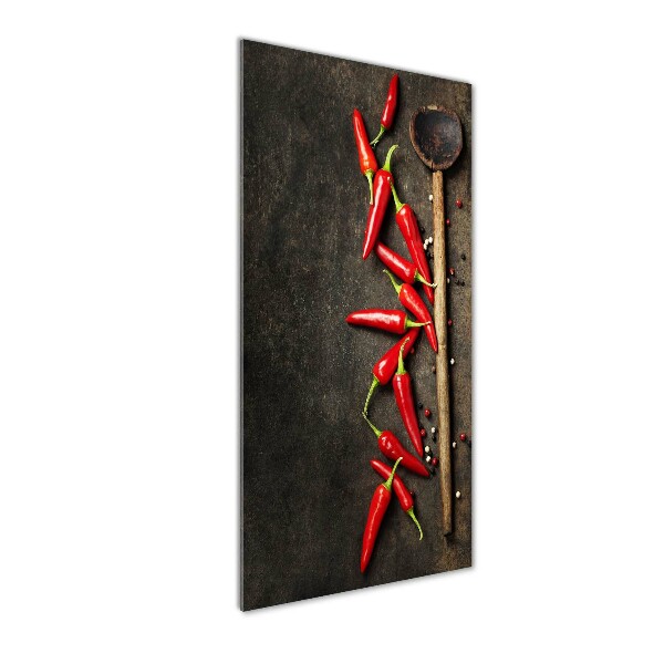 Quadro in vetro acrilico verticale Peperoncini