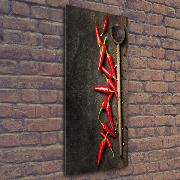 Quadro in vetro acrilico verticale Peperoncini