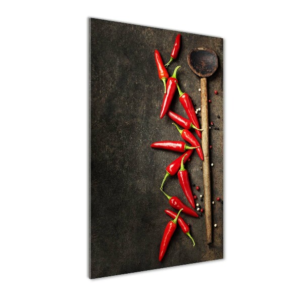 Quadro in vetro acrilico verticale Peperoncini