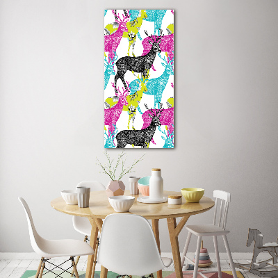 Quadro vetro acrilico verticale Cervi colorati