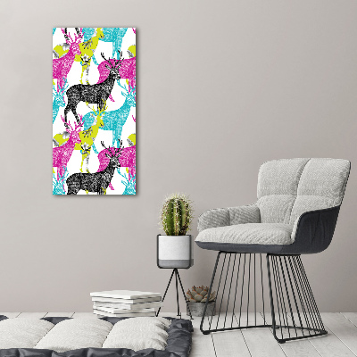 Quadro vetro acrilico verticale Cervi colorati